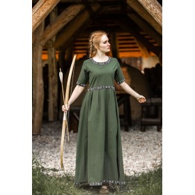 Edles Kurzarmkleid mit Bordüre "Ennlin" Grün M