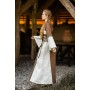 Mittelalter Baumwollkleid "Angie" Tabak/Natur XXXL