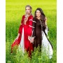 Kleid mit Trompetenärmeln "Larissa" Braun/Natur M