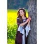 Kleid mit Trompetenärmeln "Larissa" Braun/Natur L