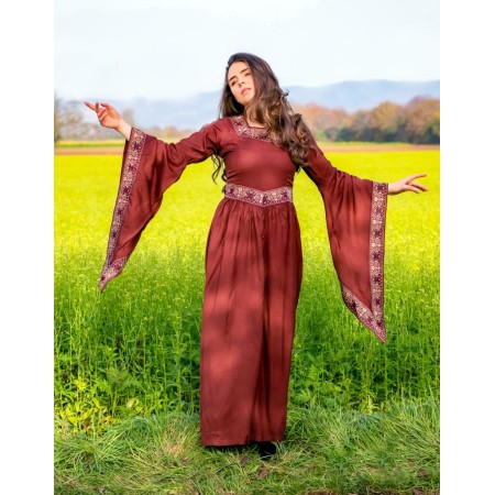Edles Viskose Kleid Burgundrot S