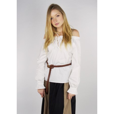 Mittelalterbluse mit Spitze "Bettina" Weiß L