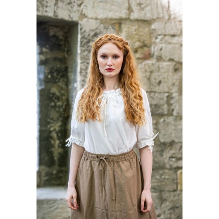 Mittelalter Kurzarmbluse "Sandra" Weiß L