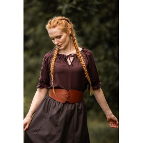 Mittelalter Kurzarmbluse "Sandra" Dunkelbraun XXL