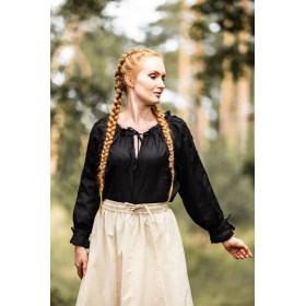 Mittelalterbluse mit Spitze "Bettina" Schwarz L