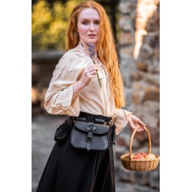 Mittelalterbluse mit Spitze "Bettina" Hanffarben XS