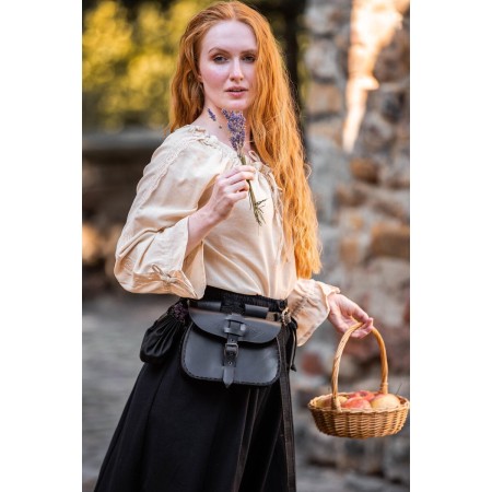 Mittelalterbluse mit Spitze "Bettina" Hanffarben M