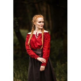 Mittelalterbluse mit Spitze "Bettina" Rot XXXL