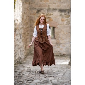 Miederweste mit Stickerei "Selma" Tabakbraun S