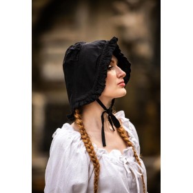 Bundhaube mit Rüsche "Silke" Schwarz