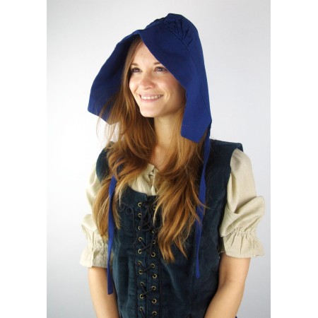 Mittelalter-Bundhaube "Claire" Blau