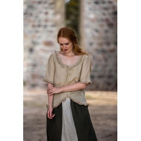 Mittelalter Kurzarmbluse "Gabriela" Hanffarben XS