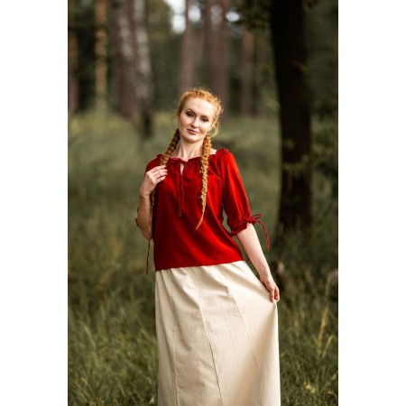 Mittelalter Kurzarmbluse "Vera" Rot XL