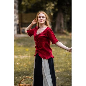 Kurzarm-Rüschenbluse "Bea" Bordeaux XS