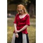 Kurzarm-Rüschenbluse "Bea" Bordeaux XXL