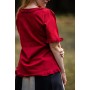 Kurzarm-Rüschenbluse "Bea" Bordeaux XXL