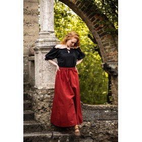 Mittelalter Kurzarmbluse "Verena" Schwarz XL