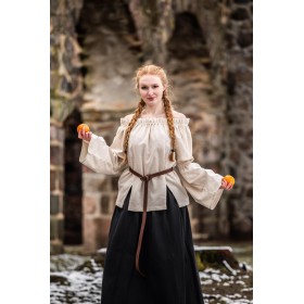 Klassische mittelalter-Baumwollbluse "Coletta" Natur S/M