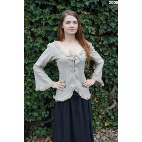 Bluse mit Spitze "Grete" Hanffarben L