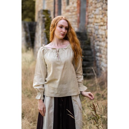 Mittelalterbluse "Edith" Hanffarben XL