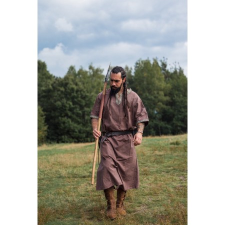 Kurzarmtunika mit Bordüre "Richard" Kastanie XXXL