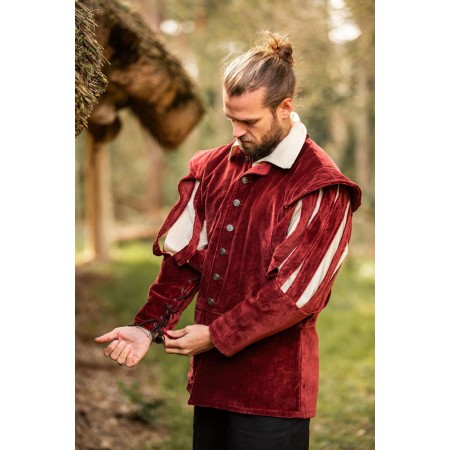 Landsknechtjacke mit geschlitzten Ärmeln "Brandolf" Rot S
