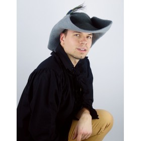 Chapeau en feutre de laine avec plume pour Homme « Pieter », gris