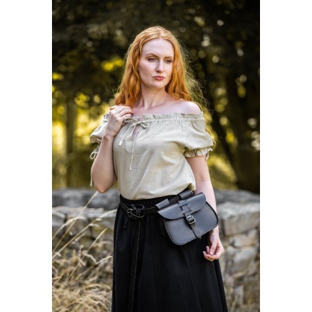 Mittelalter Kurzarmbluse "Otilia" - Hanffarben S