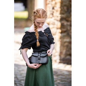 Mittelalter Kurzarmbluse "Otilia" - Schwarz XXXL