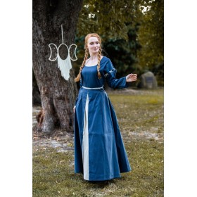 Edles Mittelalter Kleid LARP "Larina" Taubenblau/Natur XXXL