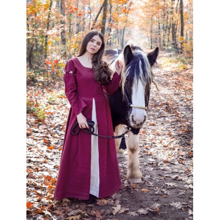 Mittelalterkleid "Larina" Rot/Natur