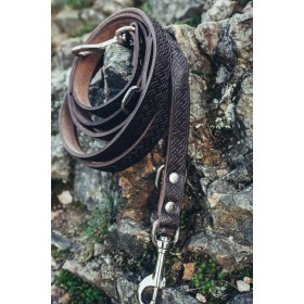COLLIER OU LAISSE OU ENSEMBLE POUR CHIEN AVEC MOTIFS CELTIQUES GRAVES