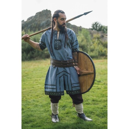 Wikinger Tunika kurzarm "Rollo" Blaugrau S
