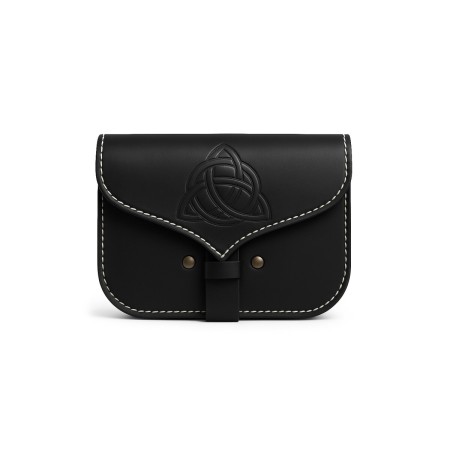 Wikinger Leder Gürteltasche "Hulda" mit keltischem Knoten Schwarz