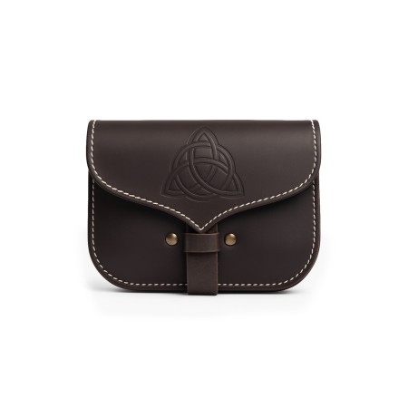 Wikinger Leder Gürteltasche "Hulda" mit keltischem Knoten Braun