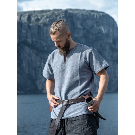 Wikinger Tunika kurzarm "Edmund" Blaugrau S