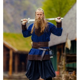 Wikinger Tunika Wolle "Roland" Dunkelblau XL