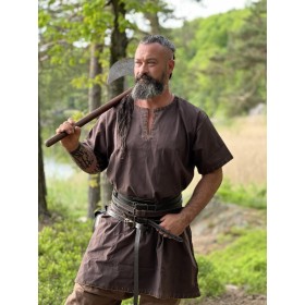 Wikinger Tunika kurzarm "Theobald" Dunkelbraun XXL