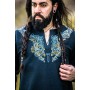 Wikinger Tunika "Snorri" mit Urnes-Stil Handstickerei Schwarz L