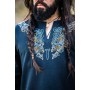Wikinger Tunika "Snorri" mit Urnes-Stil Handstickerei Schwarz XL