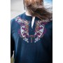 Wikinger Tunika "Snorri" mit Urnes-Stil Handstickerei Schwarz-Rot S