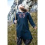 Wikinger Tunika "Snorri" mit Urnes-Stil Handstickerei Schwarz-Rot M