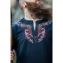 Wikinger Tunika "Snorri" mit Urnes-Stil Handstickerei Schwarz-Rot XL