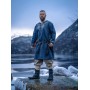 Wikinger Tunika "Snorri" mit Urnes-Stil Handstickerei Graublau XL