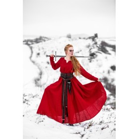 Wikinger Kleid 100% Leinen "Anna" Rot S