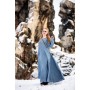 Wikinger Kleid 100% Leinen "Anna" Taubenblau M