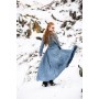 Wikinger Kleid 100% Leinen "Anna" Taubenblau S