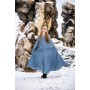 Wikinger Kleid 100% Leinen "Anna" Taubenblau XL