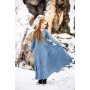 Wikinger Kleid 100% Leinen "Anna" Taubenblau XXL