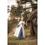 Mittelalter Kleid Dorothea Natur/Blau M